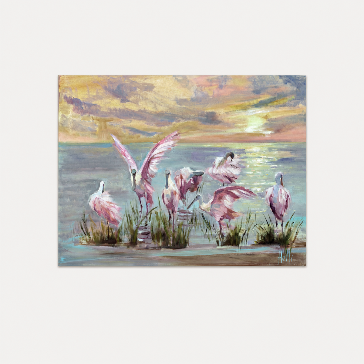 Morning Assembly — Roseate Spoonbill Art Print