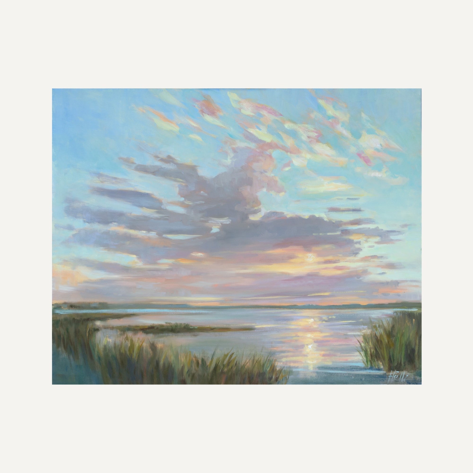 Sunset over marshland