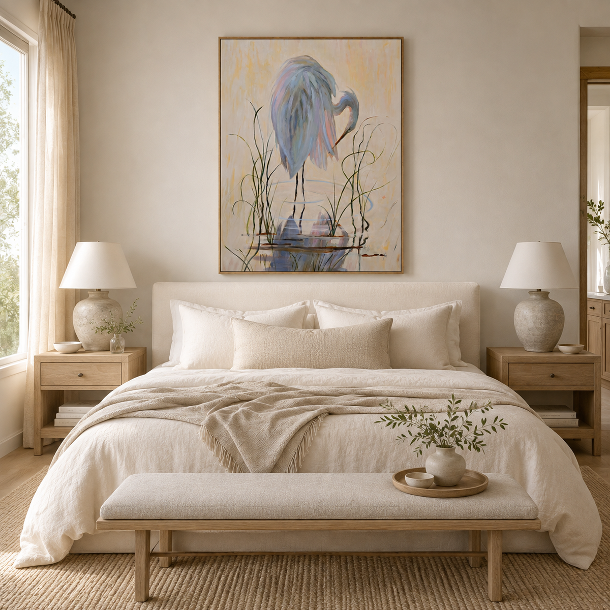 Fan Dance — White Egret Art Print
