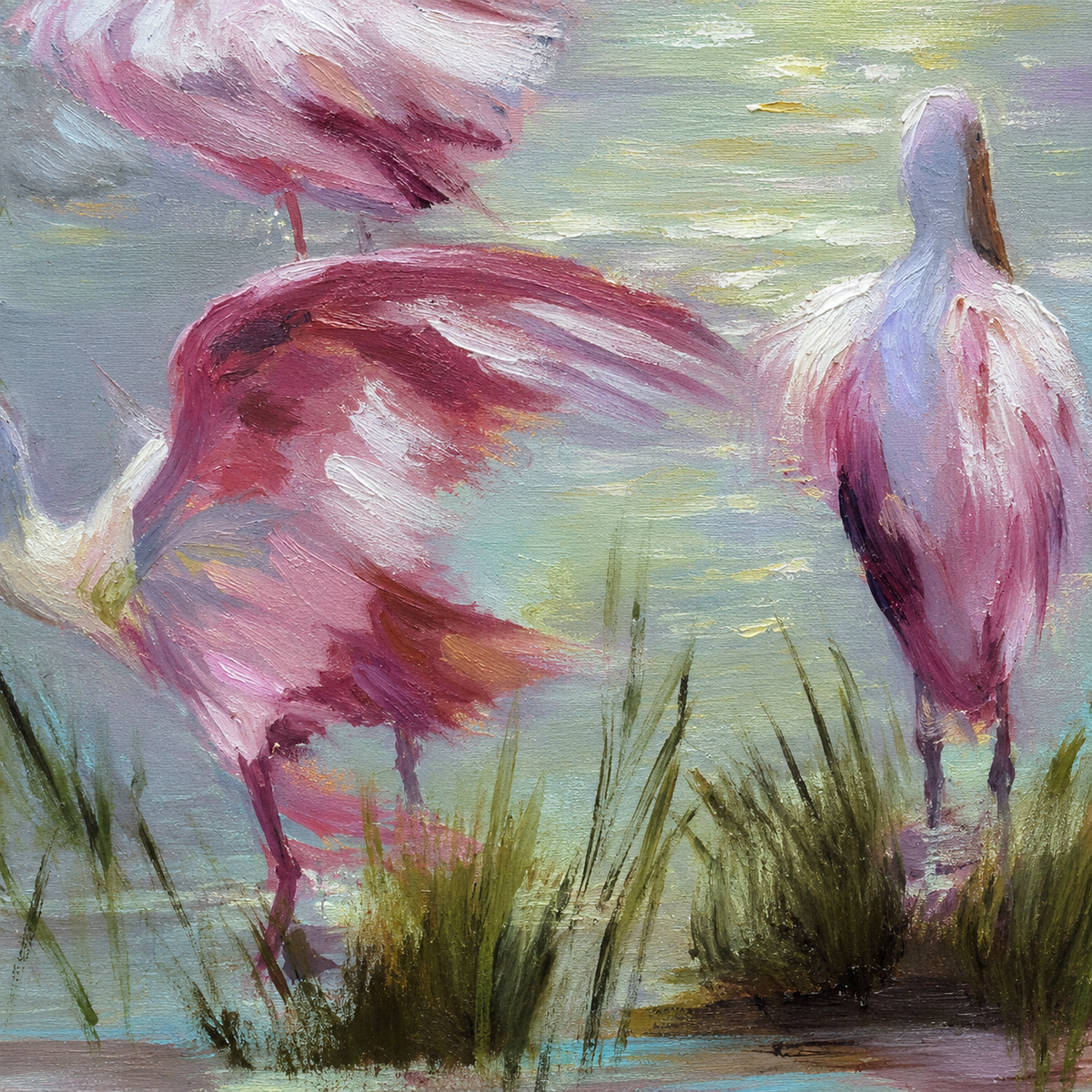 Morning Assembly — Roseate Spoonbill Art Print