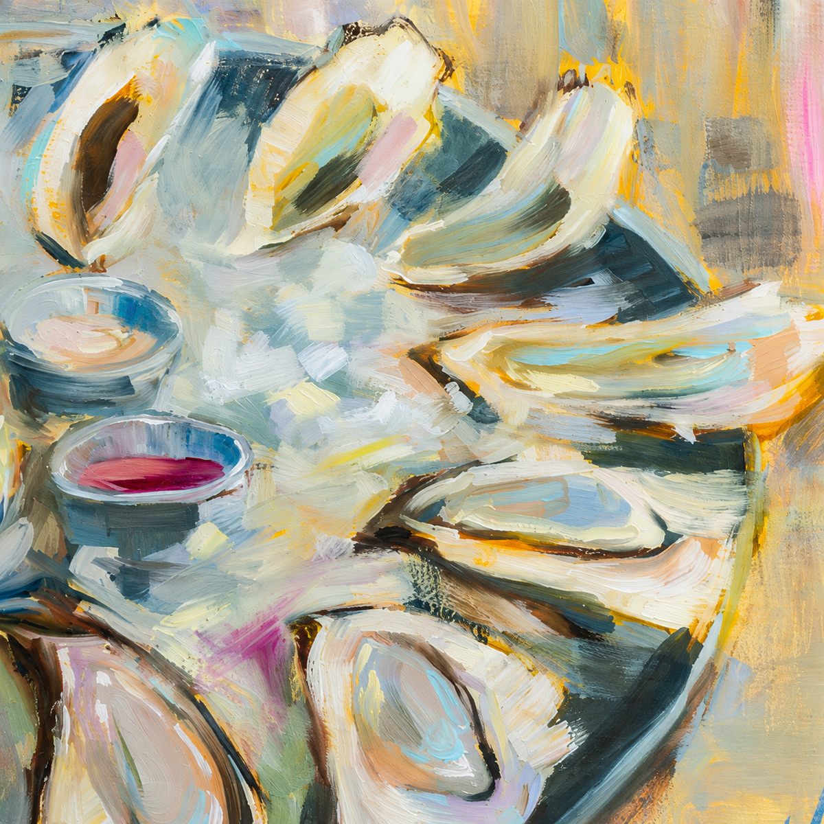 Pink & Briny — Champagne and Oyster Art Print