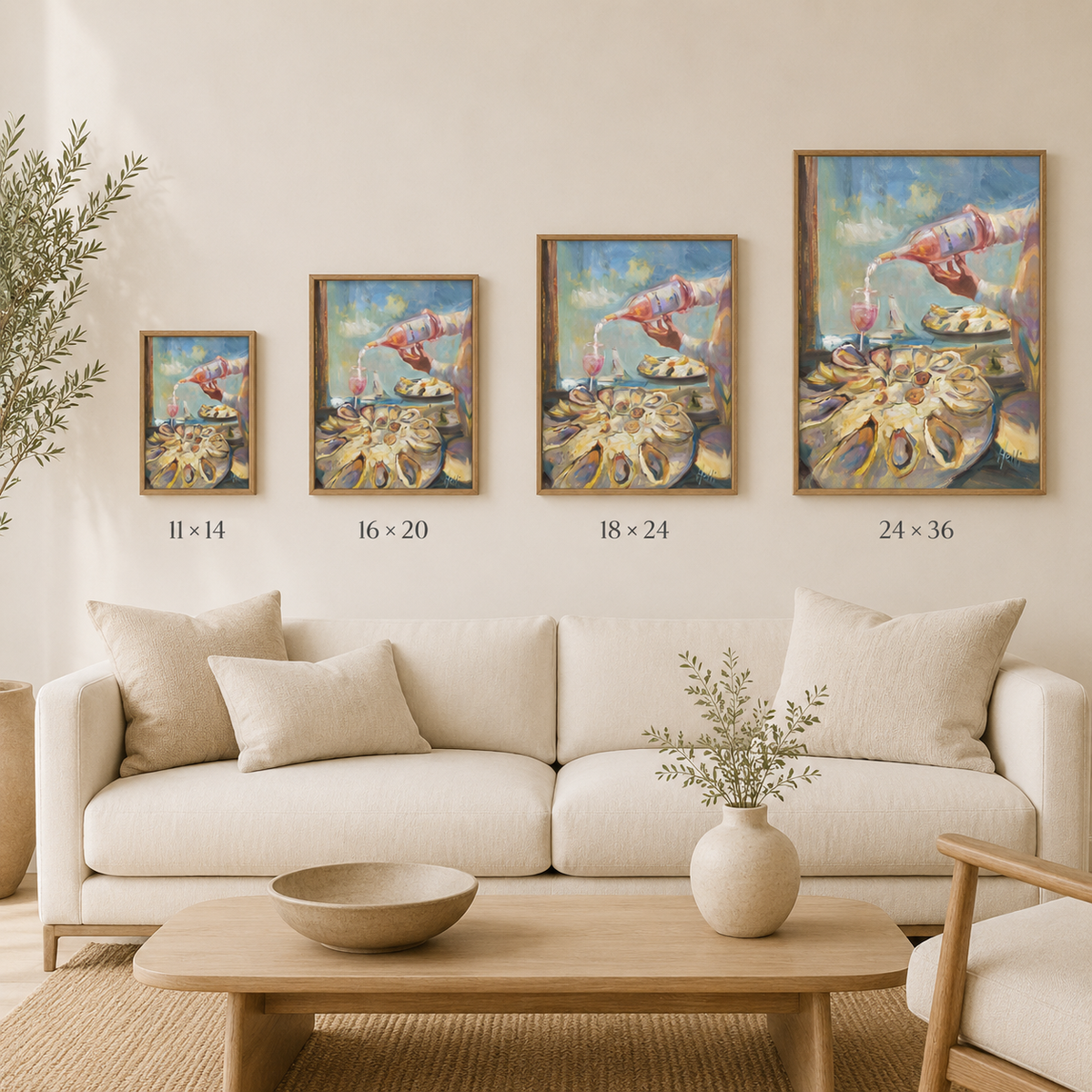 A Taste of Summer — Oyster and Rosé Art Print