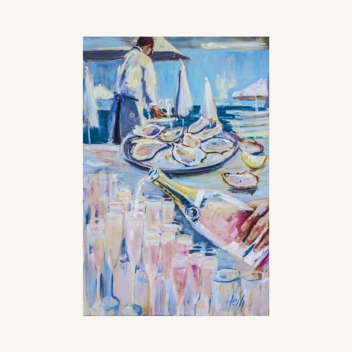 Beach Club — Oyster and Champagne Art Print