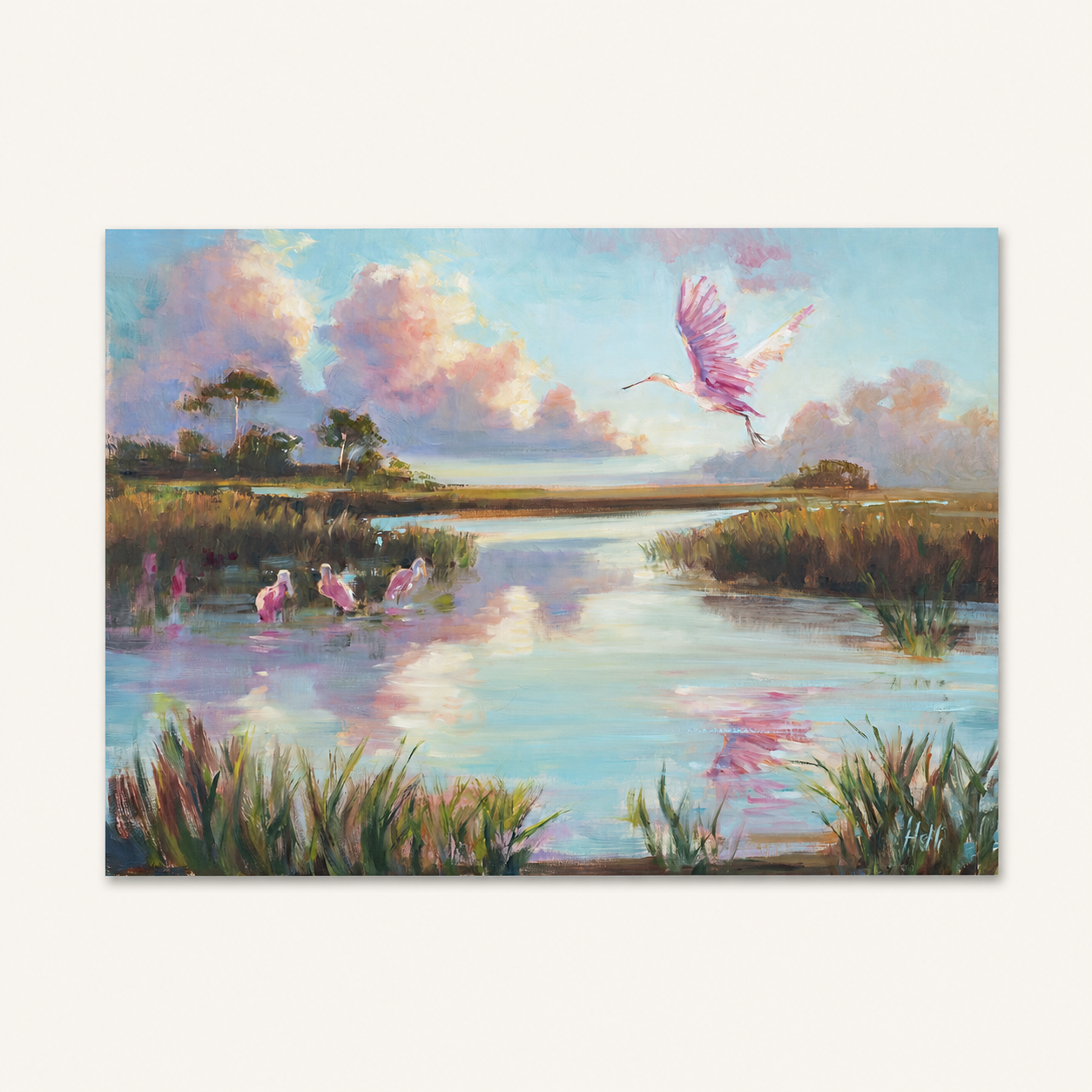 Join The Party roseate spoonbill art print by Helli Luck
