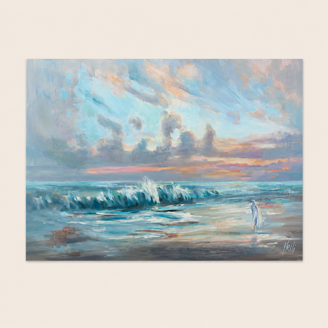 Keeping Watch coastal egret art print by Helli Luck
