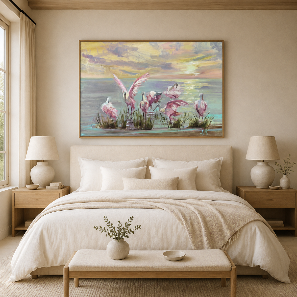 Morning Assembly — Roseate Spoonbill Art Print