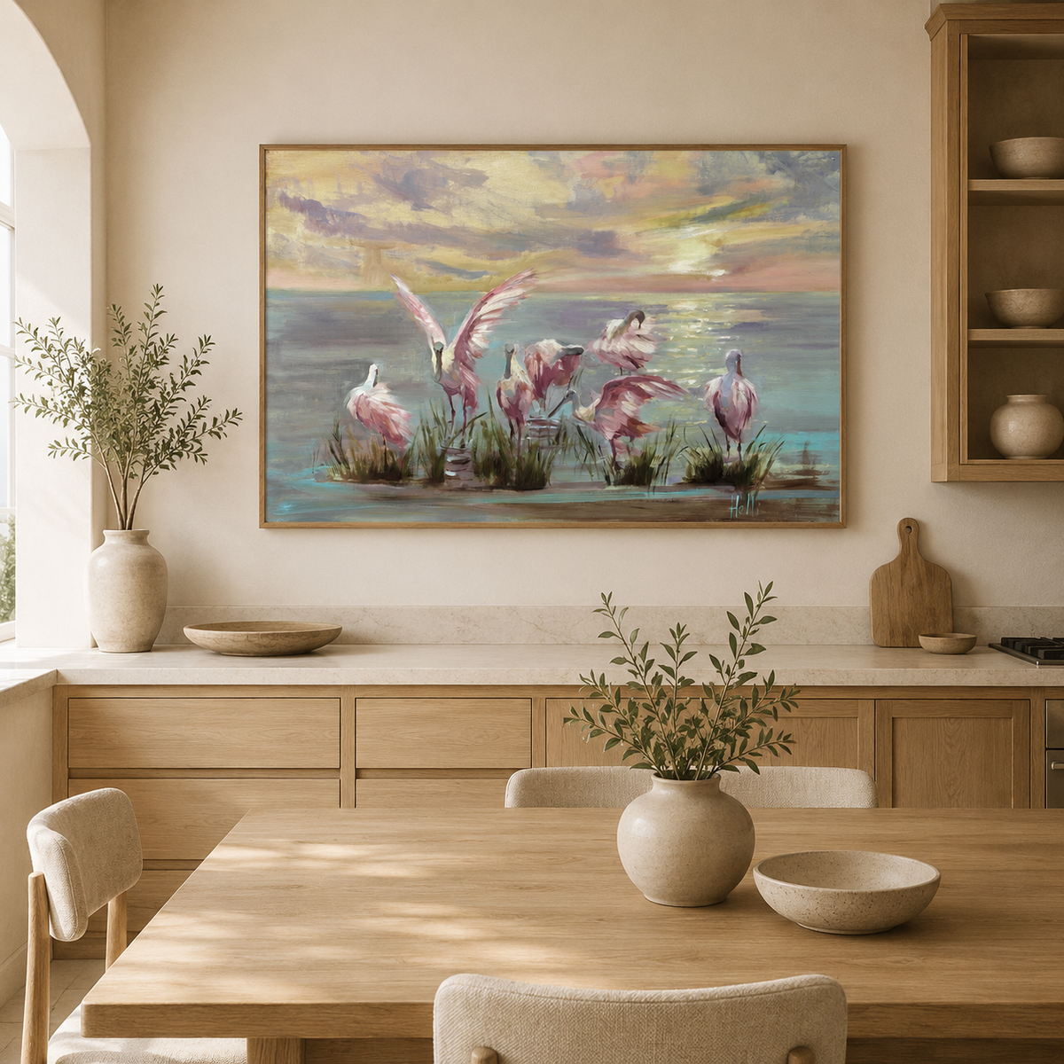 Morning Assembly — Roseate Spoonbill Art Print