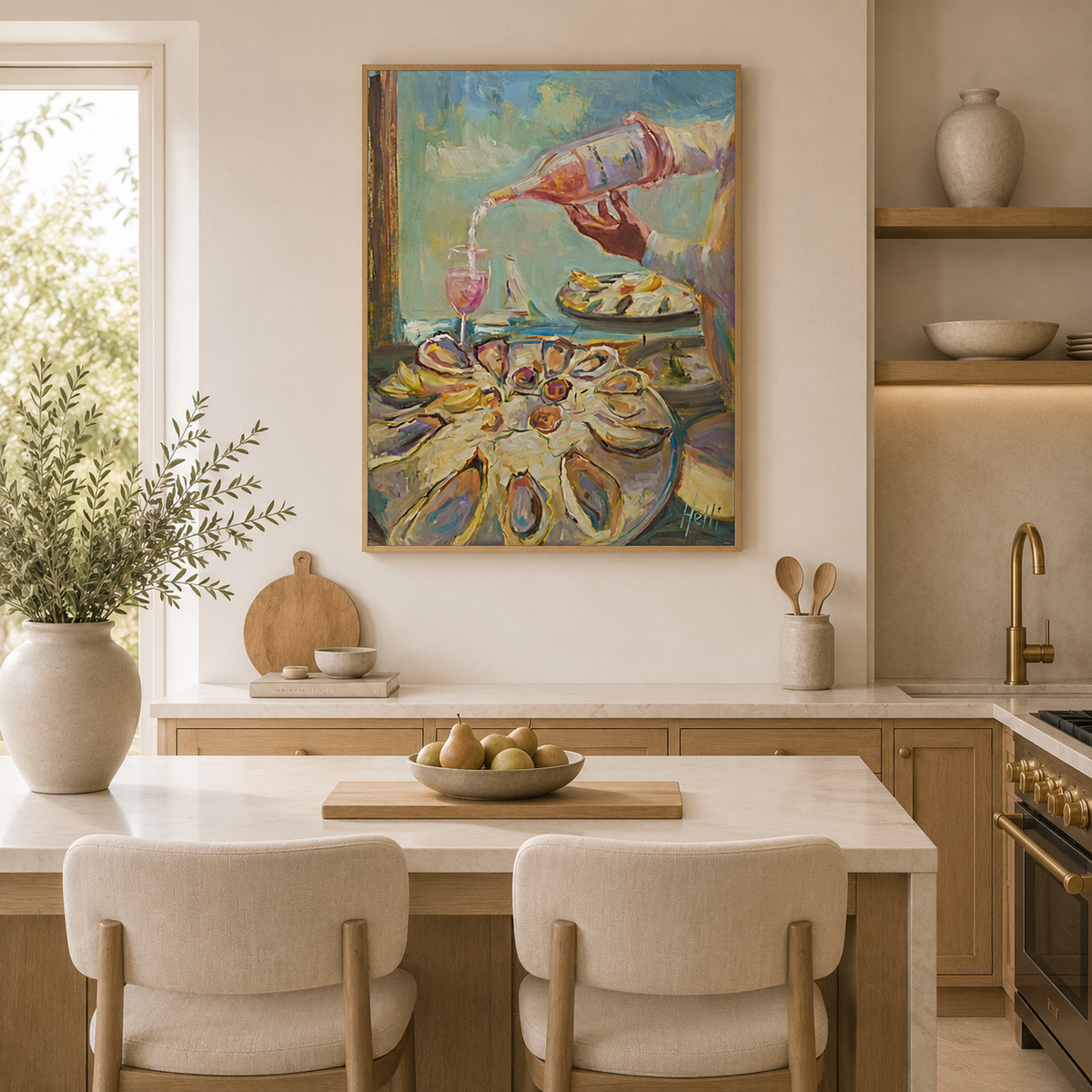 A Taste of Summer — Oyster and Rosé Art Print