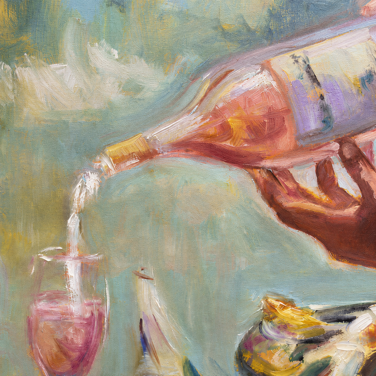A Taste of Summer — Oyster and Rosé Art Print