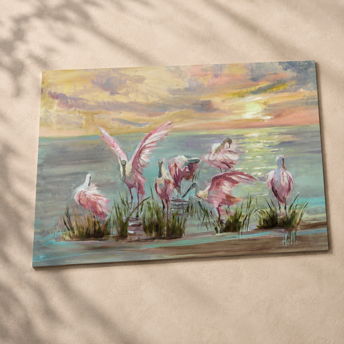 Morning Assembly — Roseate Spoonbill Art Print