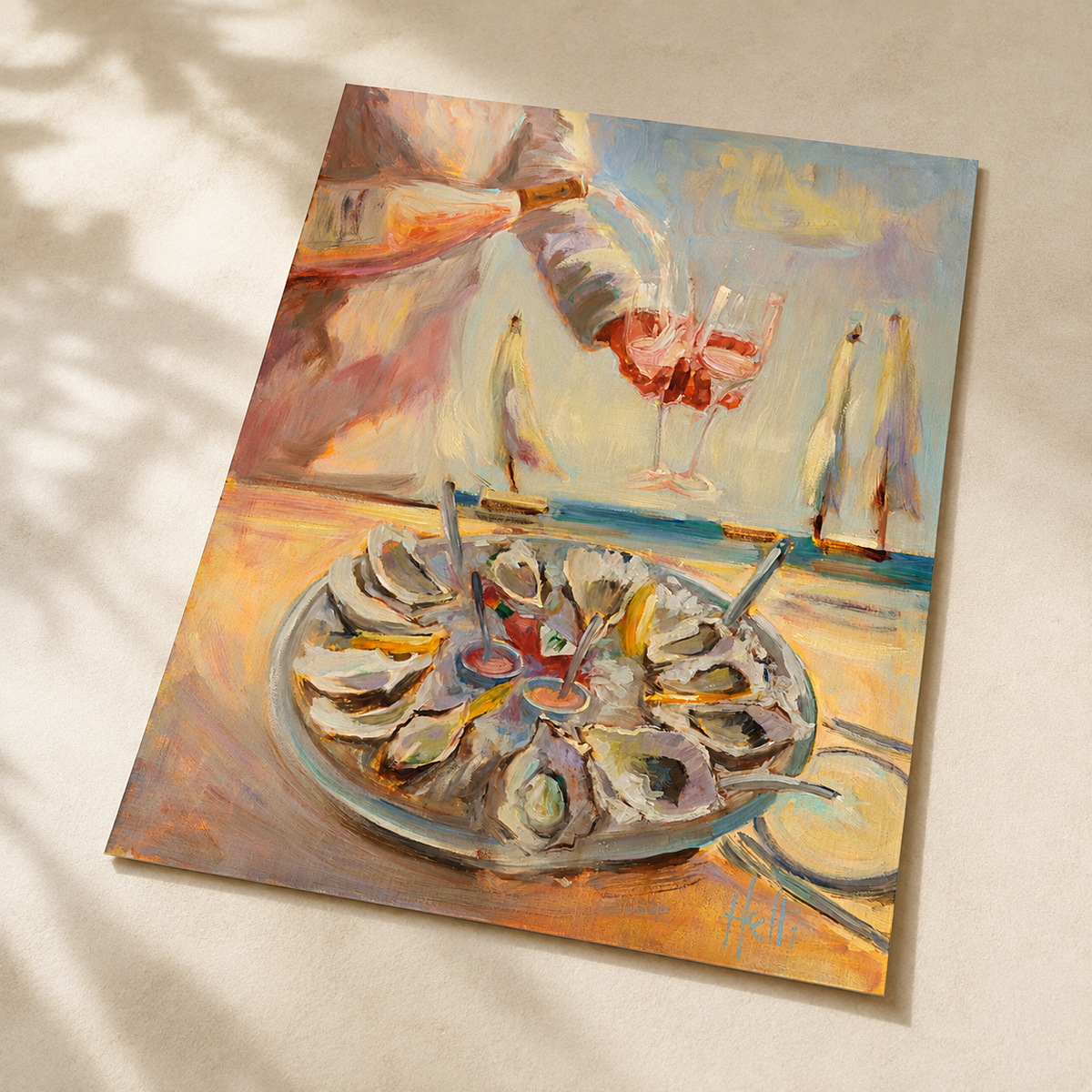 A Toast to the Coast — Oyster and Rosé Art Print