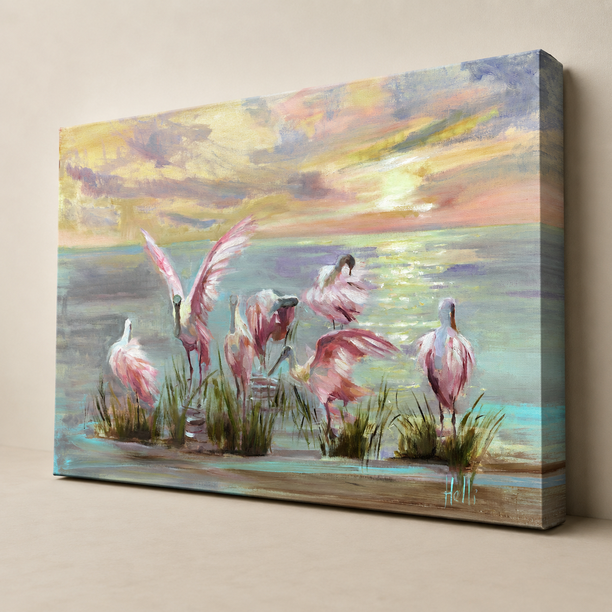 Morning Assembly — Roseate Spoonbill Art Print