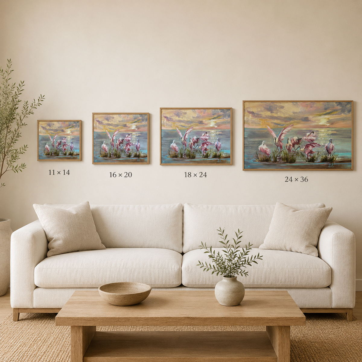 Morning Assembly — Roseate Spoonbill Art Print