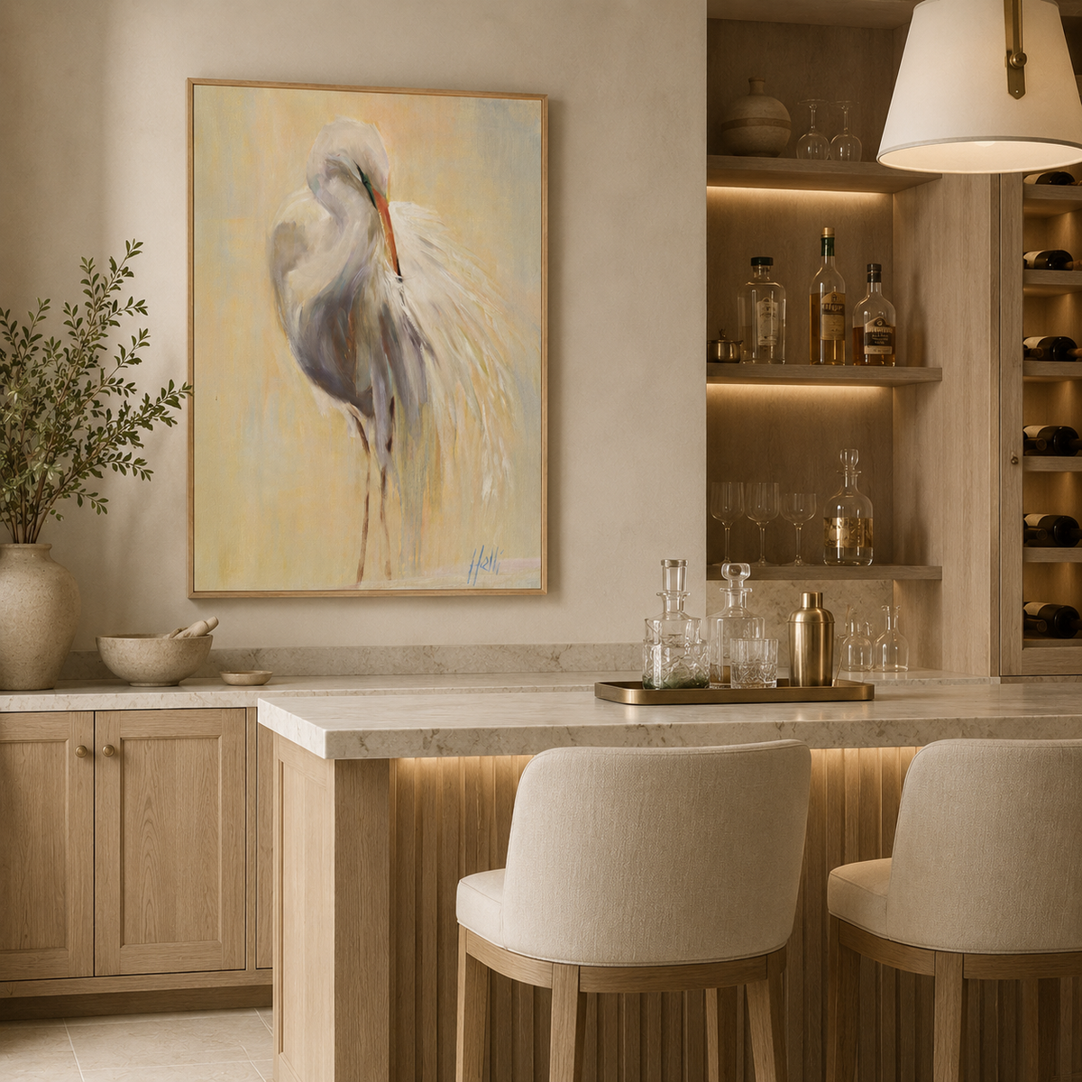 Grace In Stillness  — Egret Art Print