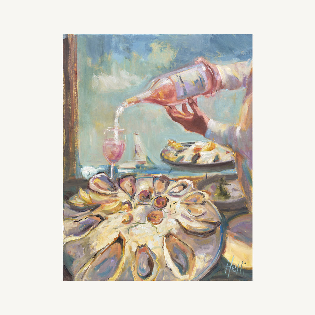 A Taste of Summer — Oyster and Rosé Art Print