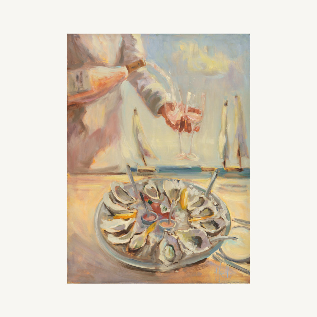 A Toast to the Coast — Oyster and Rosé Art Print